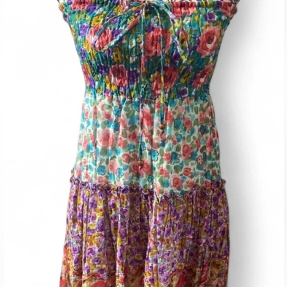 Raviya Tiered Floral Midi strapless dress SZ M - Picture 4 of 8